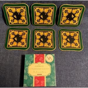 CLOVERLEAF 6 Laminated Coasters Cork Back Victoria And Albert Museum 4” Square